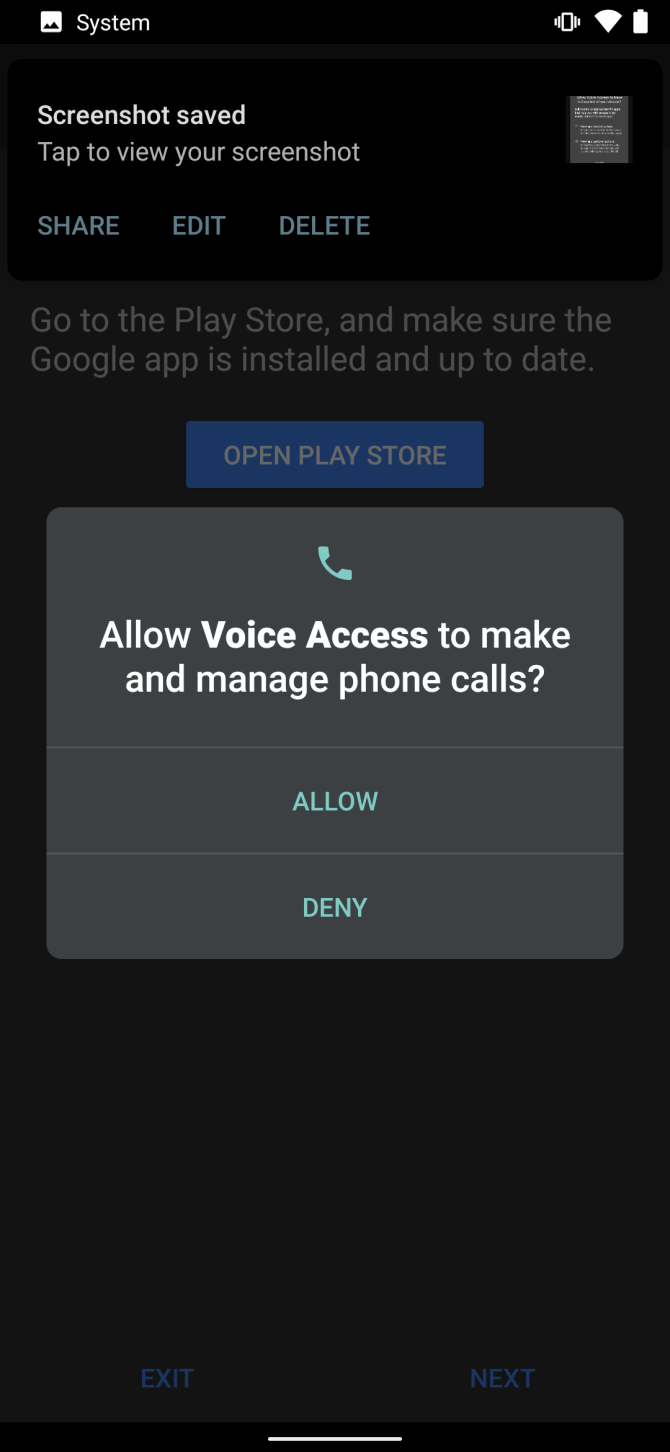Voice Access Permissions Android Grant