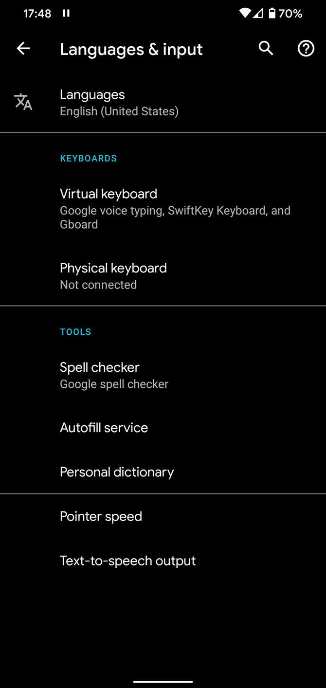 Android Languages Input