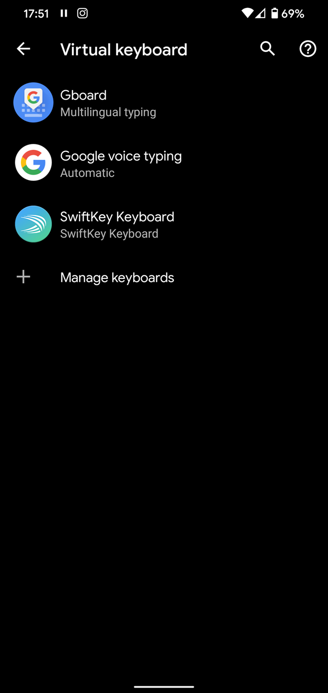 Android Installed Keyboards