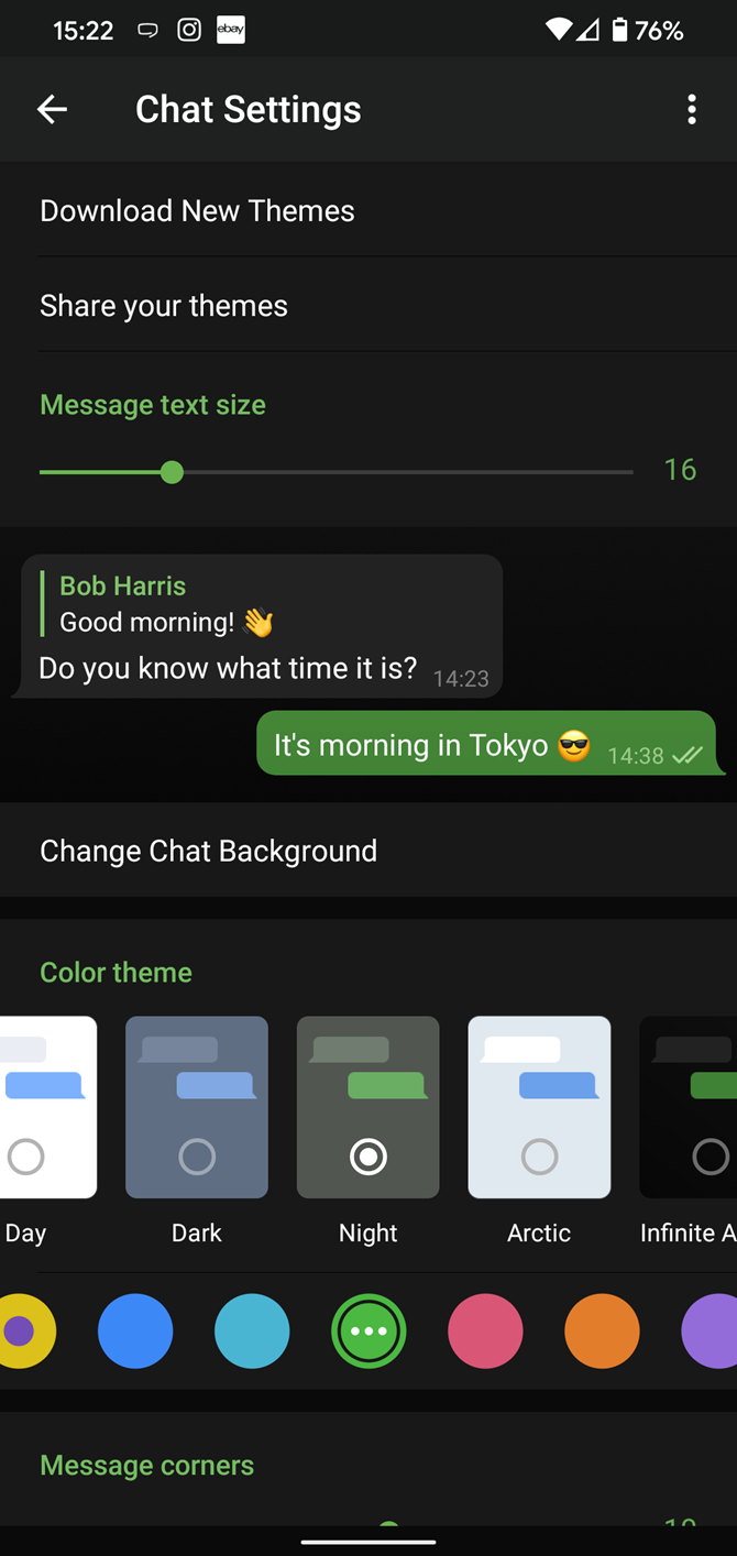 Telegram Chat Options