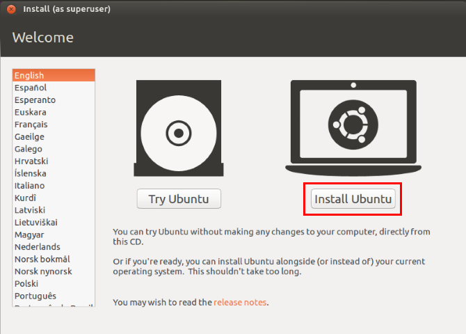 Install Ubuntu from USB