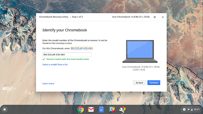 Chromebook create recovery