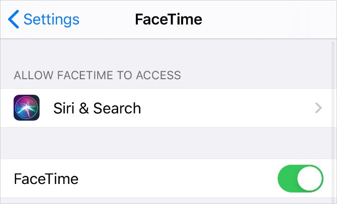 FaceTime settings on iPhone