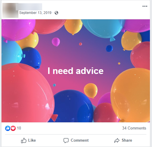 Facebook Advice post
