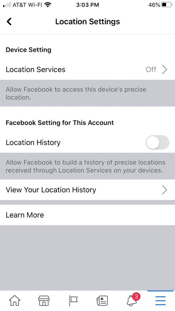 Facebook Location Services And History iOS