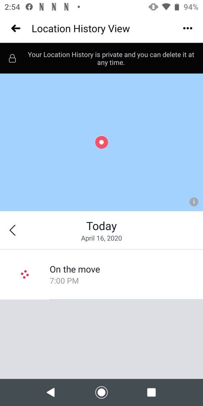 Facebook Today Location History Android