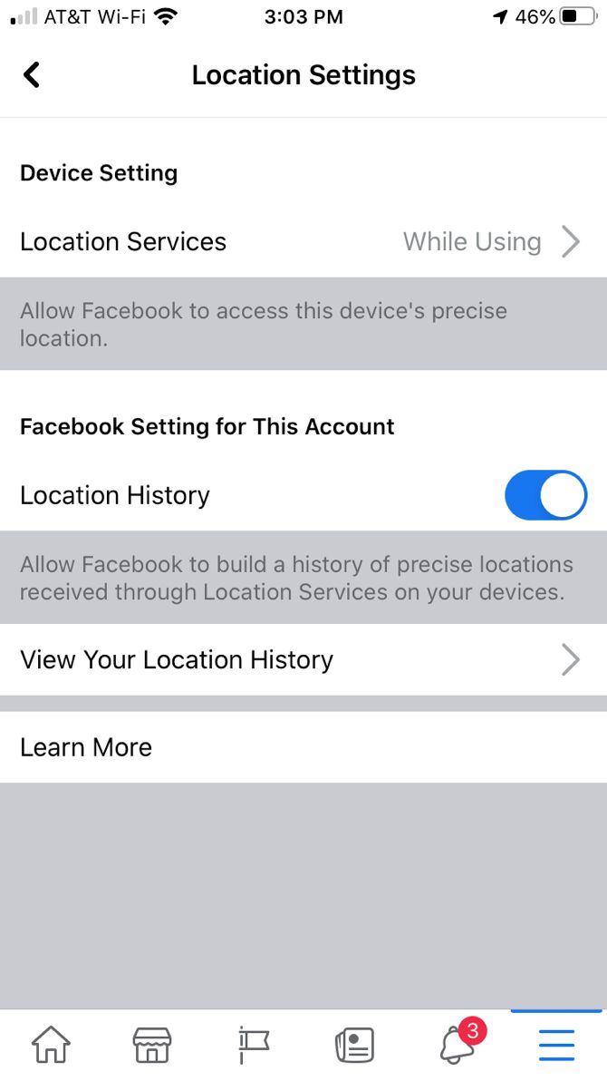 Facebook View Location History iOS