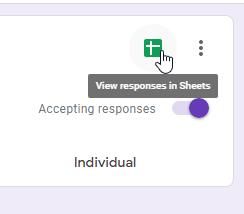 The Google Sheets button on Forms
