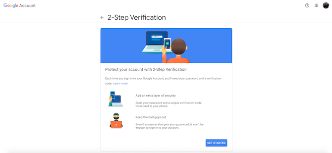 Google Two-Factor Authentication Settings