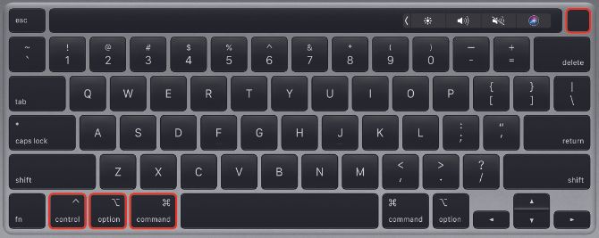 Клавиатура MacBook с ярлыком выключения