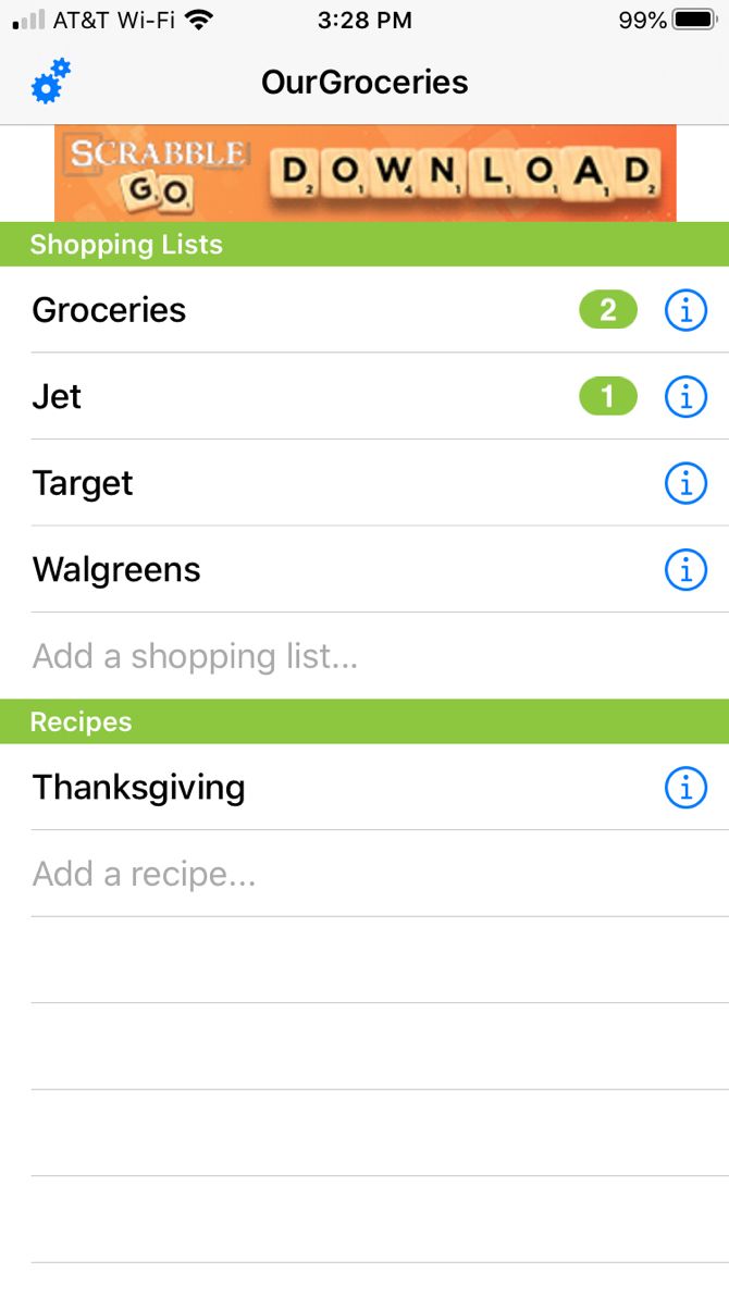 Our Groceries Lists on iPhone