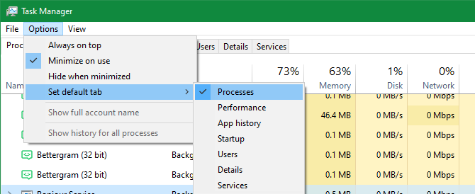 Task Manager Options