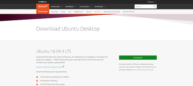 Ubuntu Desktop Download page