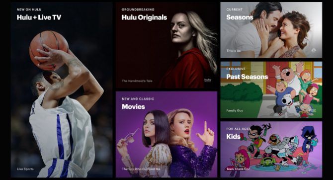 Variety of content from Hulu