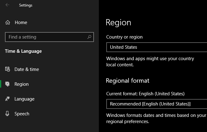 Windows 10 Change Regional Info
