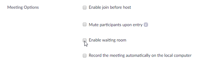 Enabling the Waiting Room feature for a Zoom meeting