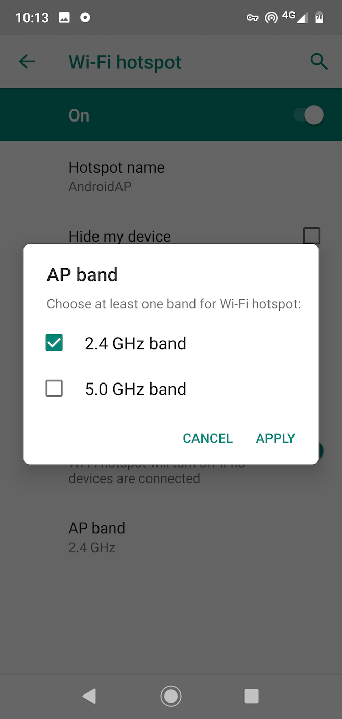 android hotspot band