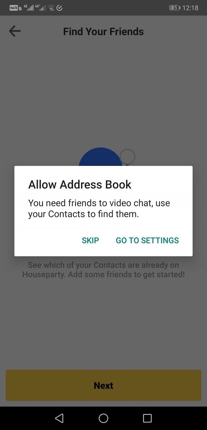 houseparty permissions address book