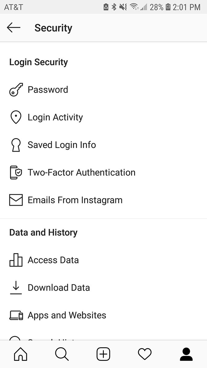 instagram security settings