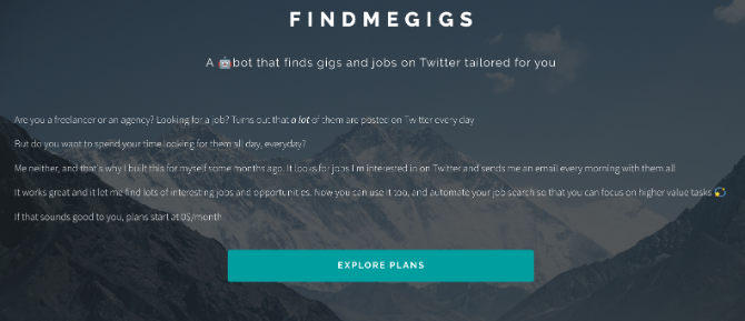 Find Me Gigs automatically searches for job postings on Twitter and sends you an email with the top 5 options every day