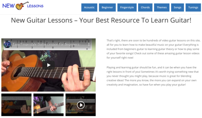 New Guitar Lessons is an excellent resource for beginners to learn the basics of how to play a guitar online for free