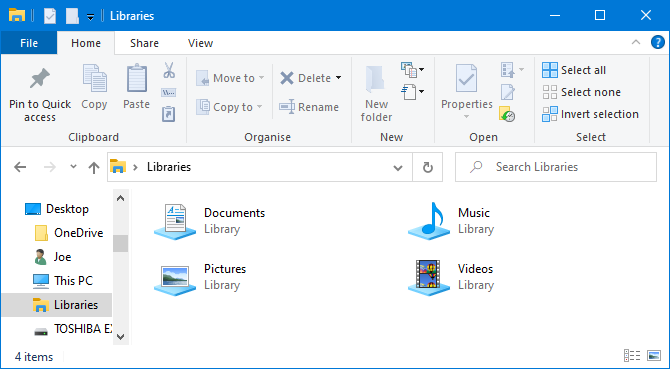 Windows 10 libraries