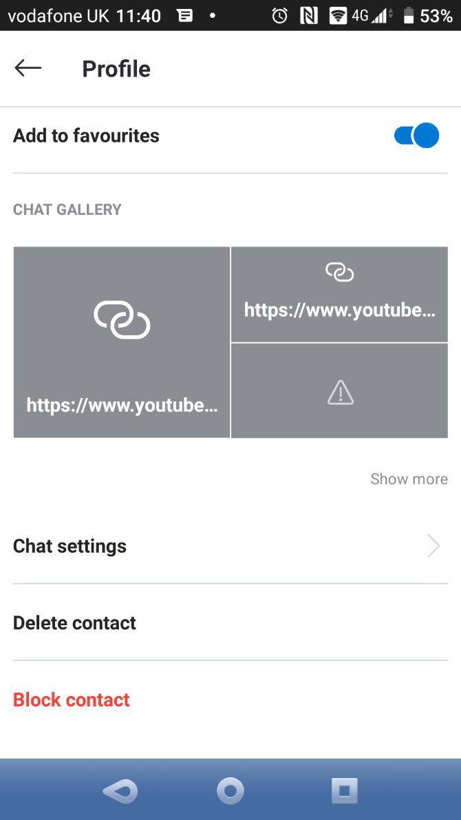 You can block contacts from the profile page