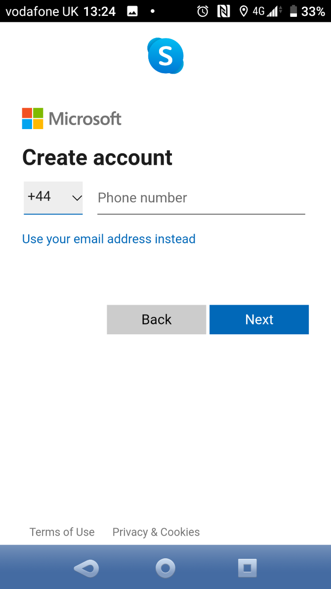 android cannot sign in to skype without microsoft account