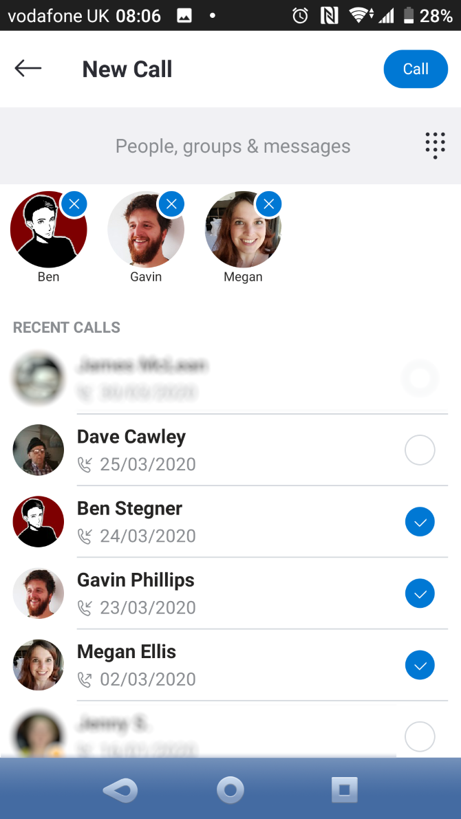 Create new Skype group on Android