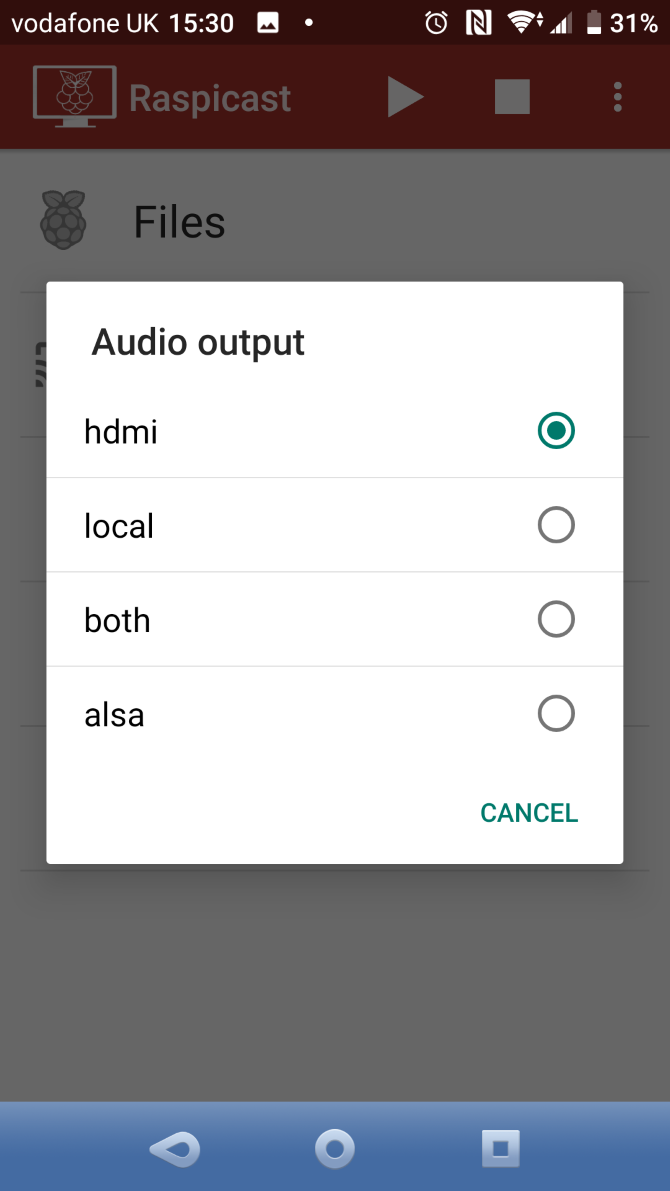 Set the preferred audio output in Raspicast