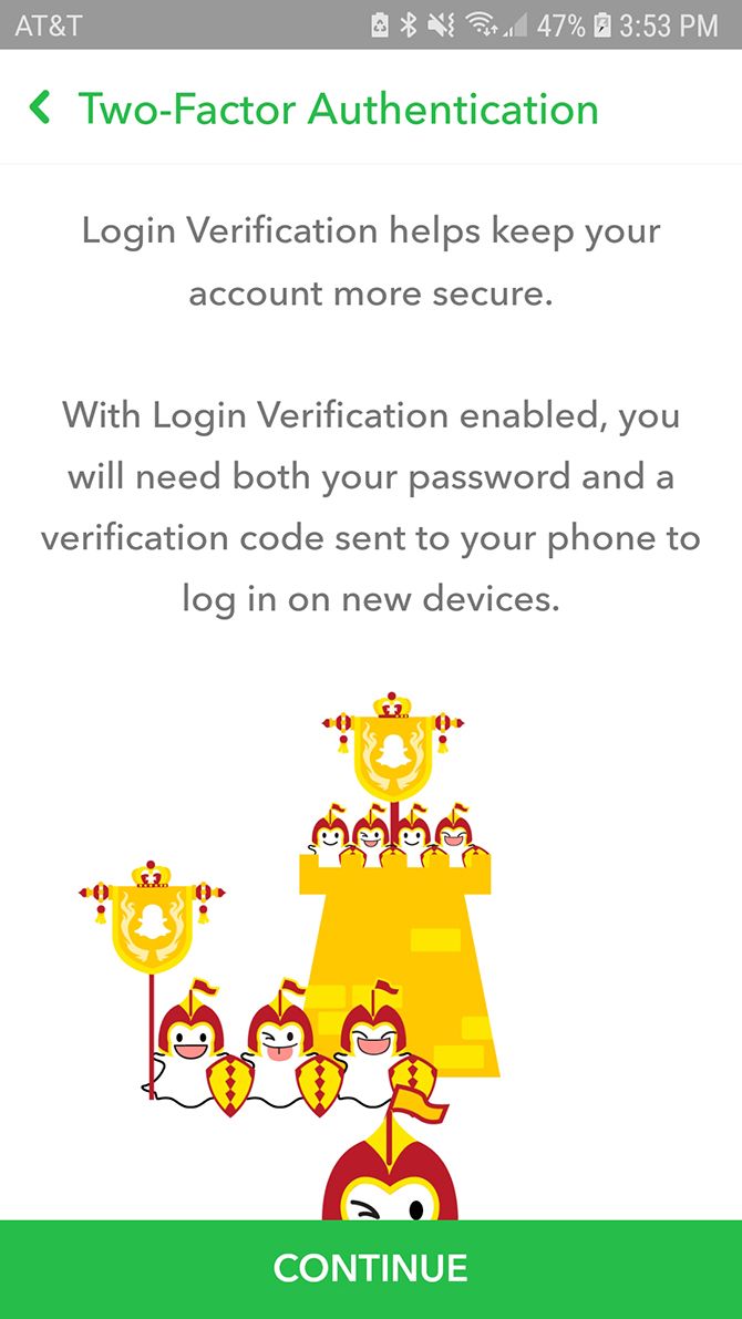 snapchat two factor authentication
