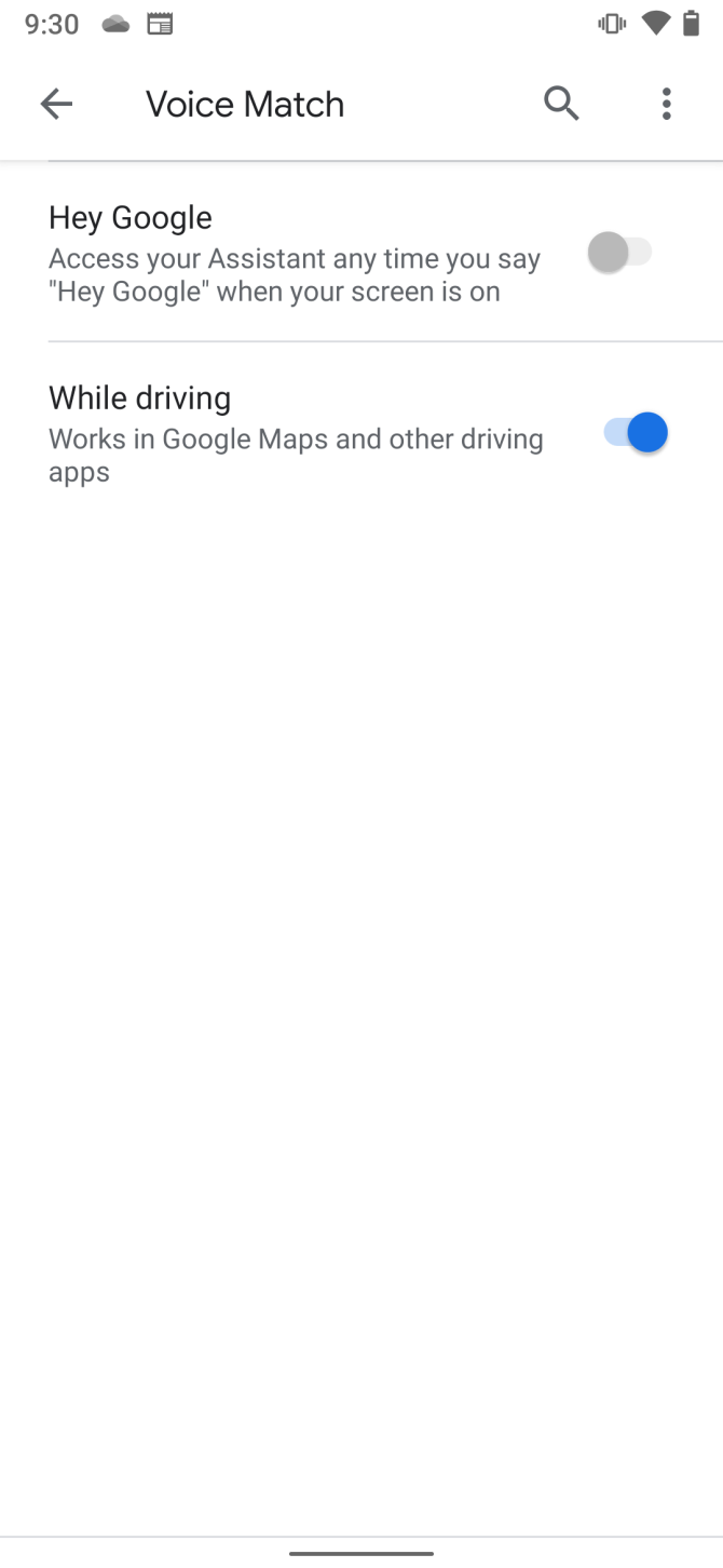 google app turn on voice always on setting