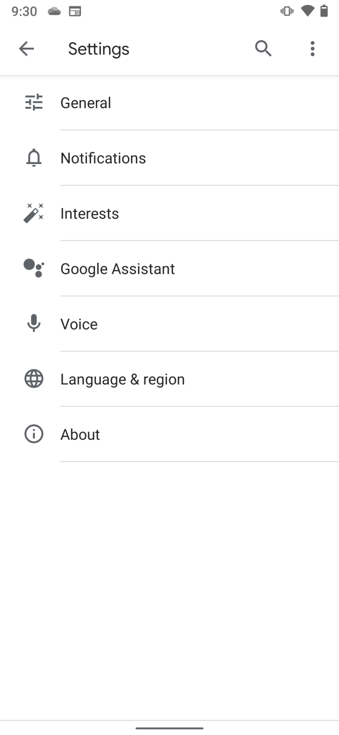 google app settings for voice