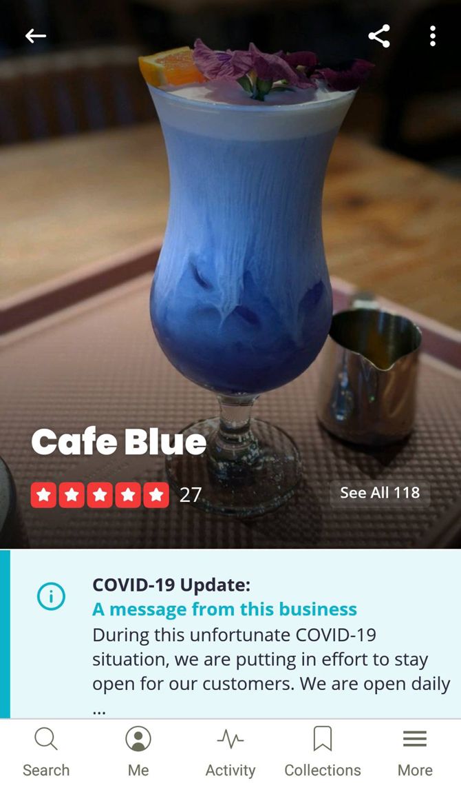 yelp cafe blue page
