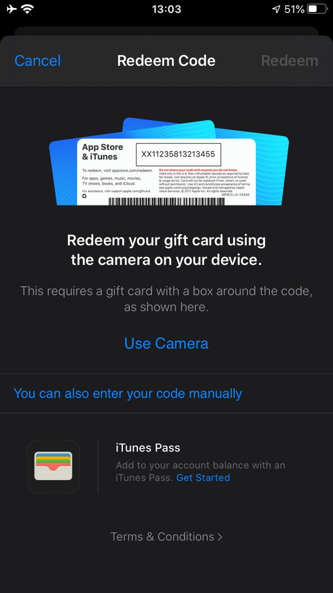 iTunes Redeem Gift iOS