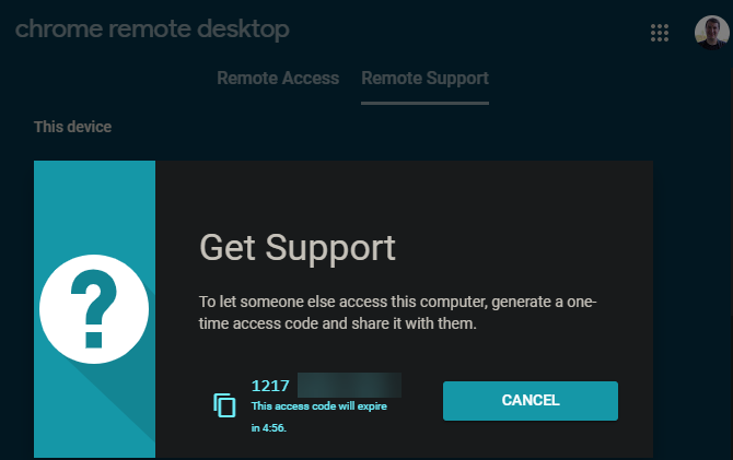 Chrome Remote Desktop Generate Code
