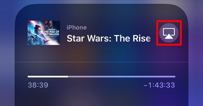 AirPlay button from media controls in Control Center