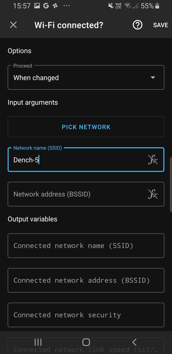Android Automate Edit Wi-Fi Network Option