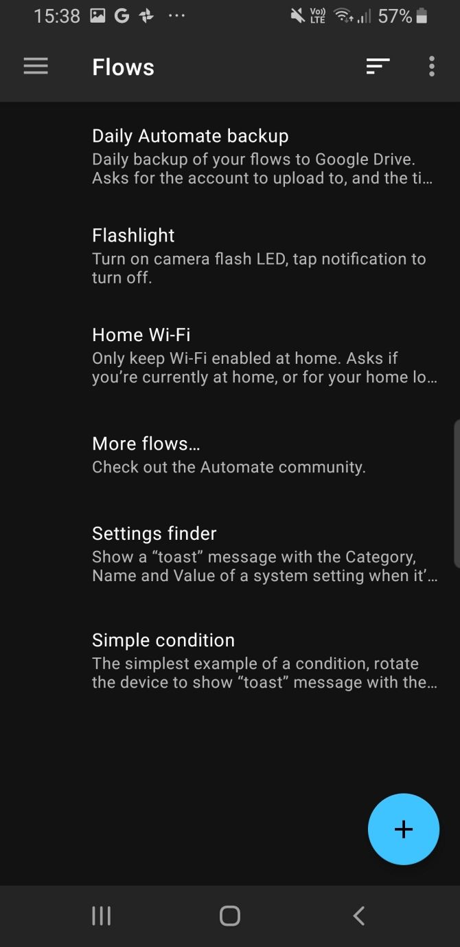 Android Automate Flows Home