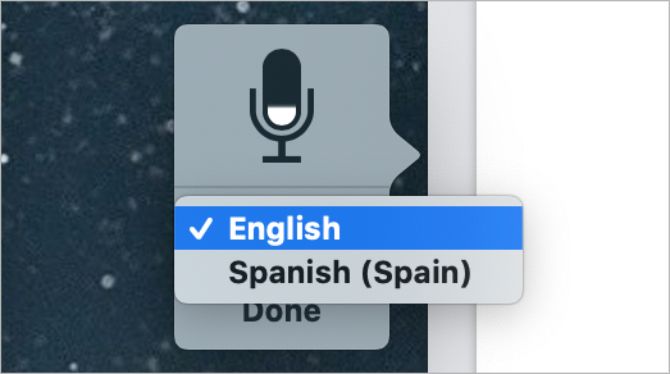 Dictation microphone with language options