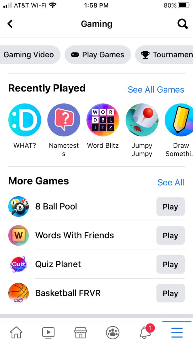 Facebook Gaming Play Games-iPhone