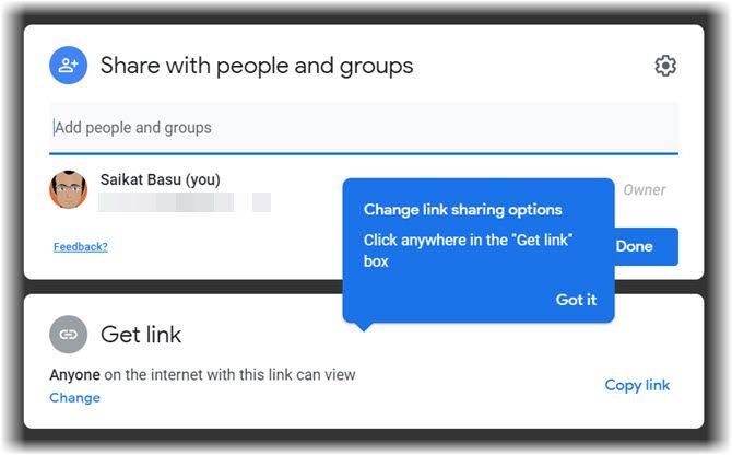 Google Drive Share Dialog Settings