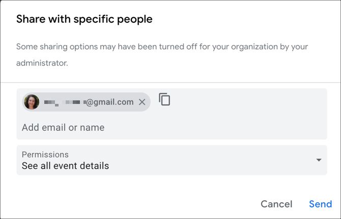 Google Calendar ShareWith Specific People