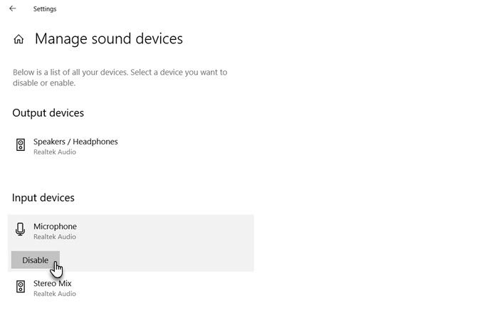 how to disable mic on headphones
