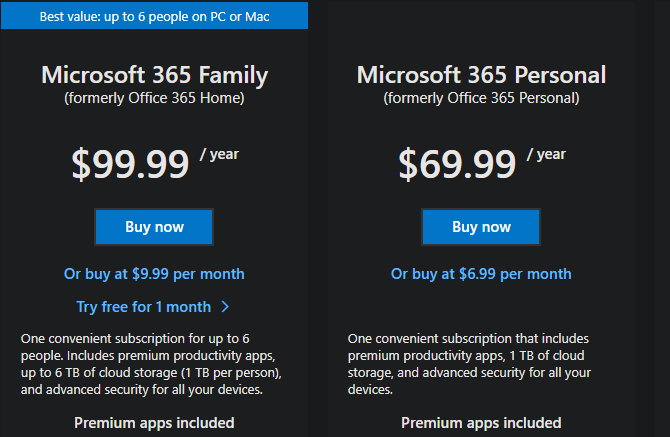 Microsoft 365 Family (formerly Office 365 Home)