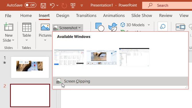 PowerPoint Screen Clipping Windows
