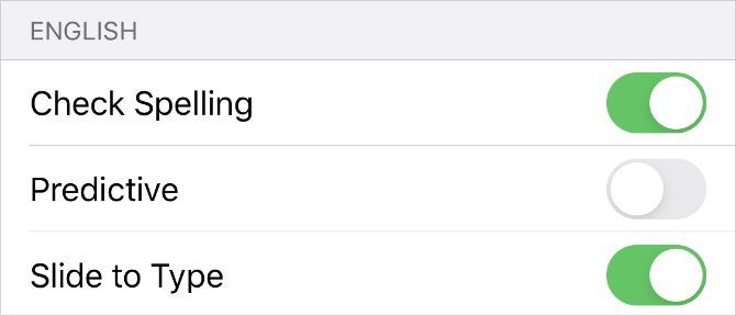 Predictive option in Keyboard settings on iPhone