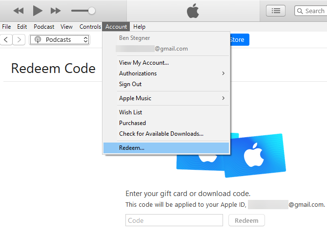Redeem iTunes Card Windows