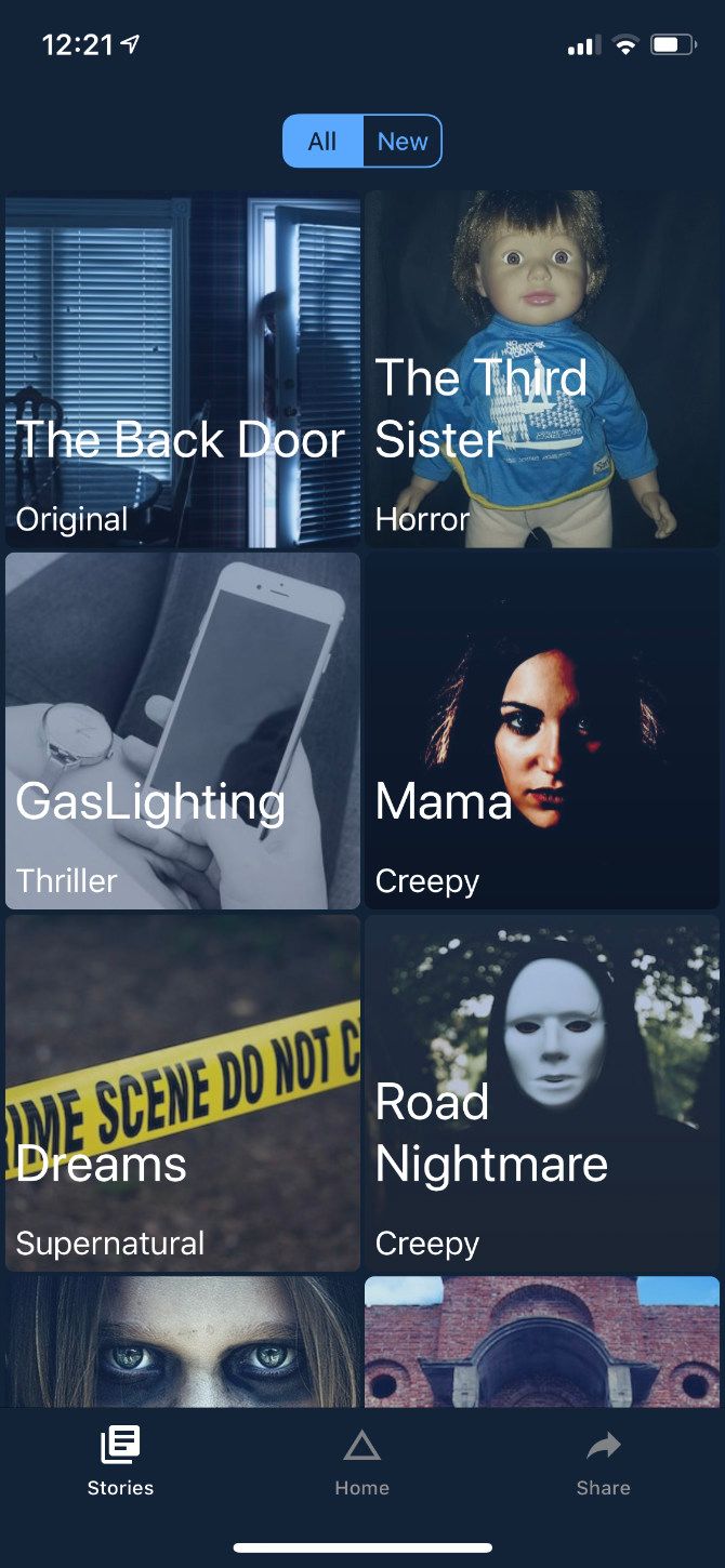 Scary Chat Stories home screen