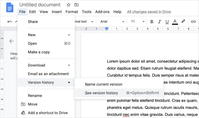 See version history option from Google Docs